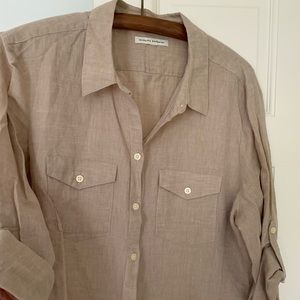 Banana Republic khaki safari linen blouse